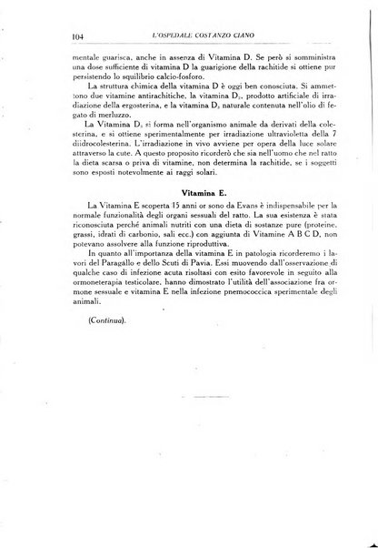 L'Ospedale Costanzo Ciano organo della vita ospedaliera