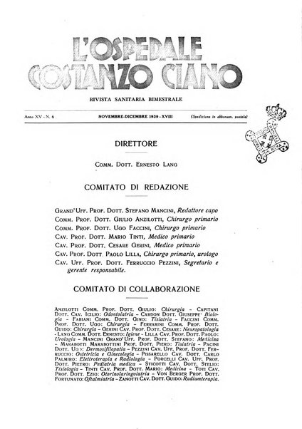 L'Ospedale Costanzo Ciano organo della vita ospedaliera