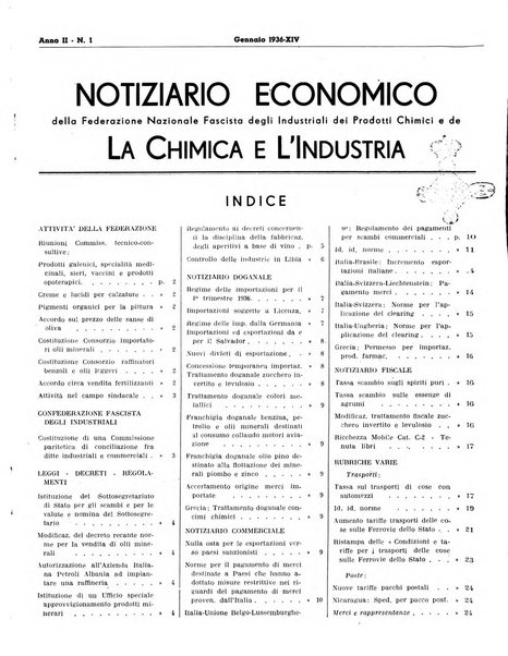 Notiziario economico della Federazione nazionale fascista degli industriali dei prodotti chimici e de la chimica e l'industria