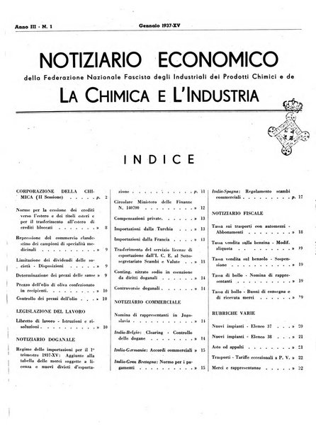 Notiziario economico della Federazione nazionale fascista degli industriali dei prodotti chimici e de la chimica e l'industria