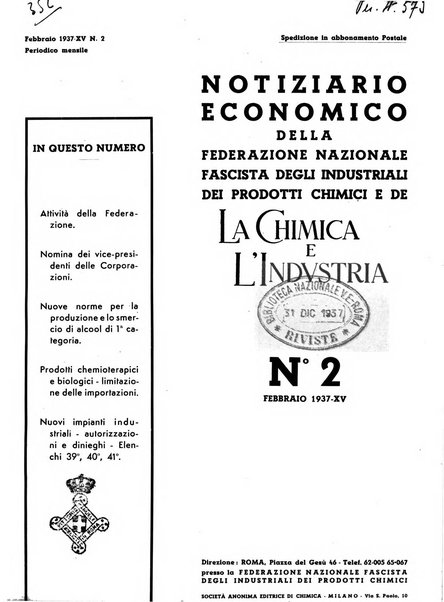 Notiziario economico della Federazione nazionale fascista degli industriali dei prodotti chimici e de la chimica e l'industria