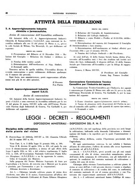 Notiziario economico della Federazione nazionale fascista degli industriali dei prodotti chimici e de la chimica e l'industria