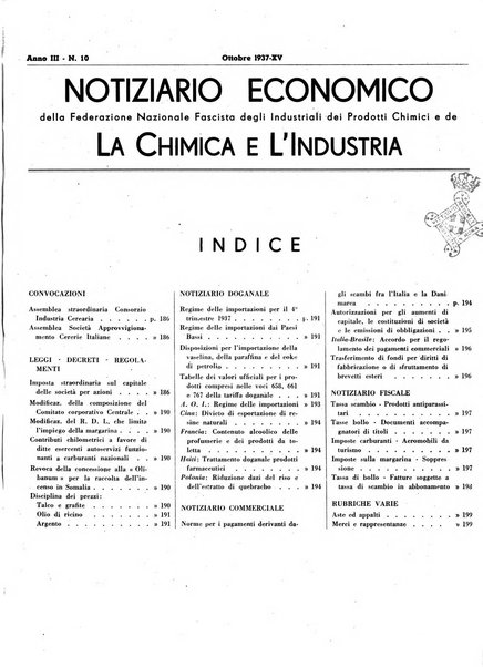 Notiziario economico della Federazione nazionale fascista degli industriali dei prodotti chimici e de la chimica e l'industria