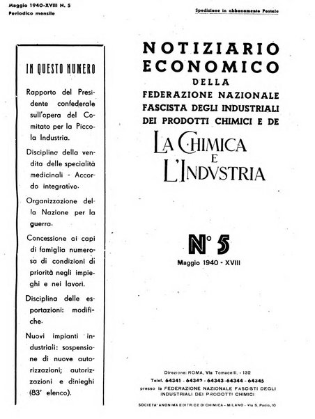 Notiziario economico della Federazione nazionale fascista degli industriali dei prodotti chimici e de la chimica e l'industria