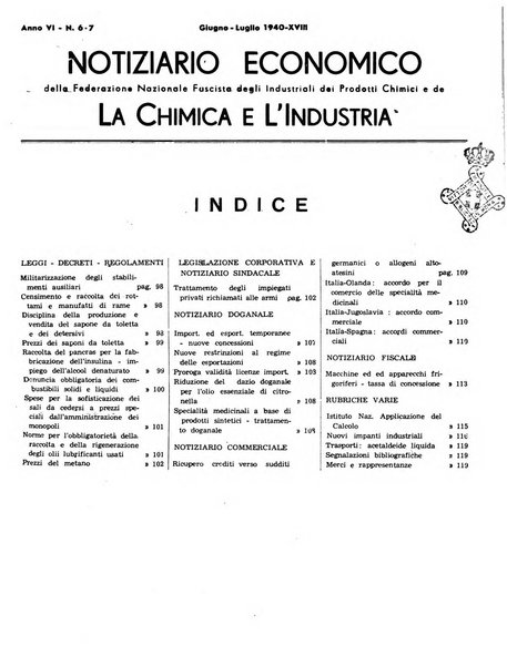 Notiziario economico della Federazione nazionale fascista degli industriali dei prodotti chimici e de la chimica e l'industria