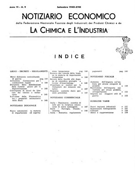 Notiziario economico della Federazione nazionale fascista degli industriali dei prodotti chimici e de la chimica e l'industria