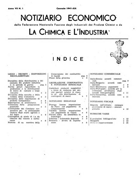 Notiziario economico della Federazione nazionale fascista degli industriali dei prodotti chimici e de la chimica e l'industria