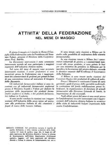 Notiziario economico della Federazione nazionale fascista degli industriali dei prodotti chimici e de la chimica e l'industria