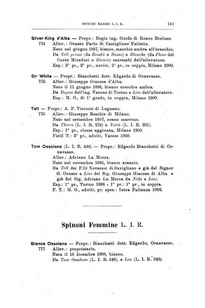 Libro delle origini dei cani iscritti nei libri genealogici italiani