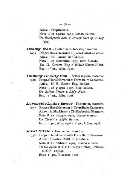 Libro delle origini dei cani iscritti nei libri genealogici italiani