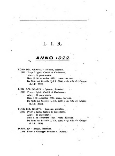 Libro delle origini dei cani iscritti nei libri genealogici italiani