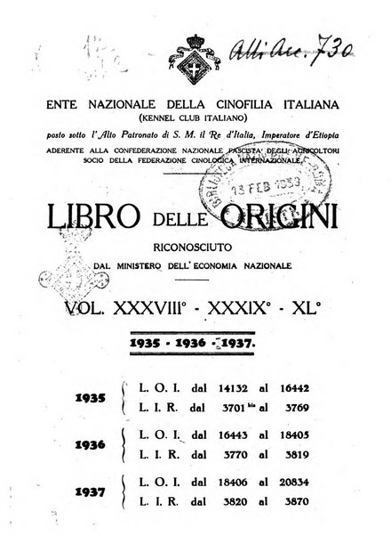 Libro delle origini dei cani iscritti nei libri genealogici italiani