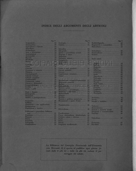 Indice bibliografico spoglio di pubblicazioni periodiche italiane ed estere pervenute alla biblioteca del Consiglio provinciale dell'economia di Milano