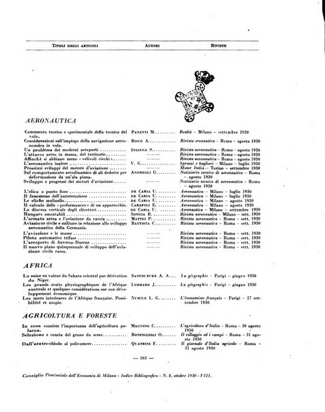 Indice bibliografico spoglio di pubblicazioni periodiche italiane ed estere pervenute alla biblioteca del Consiglio provinciale dell'economia di Milano