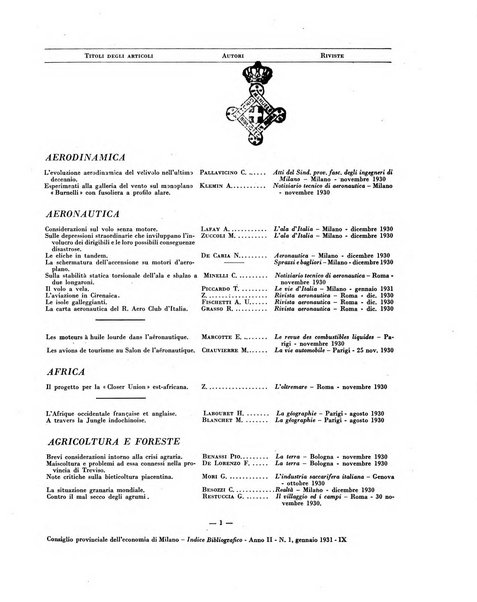 Indice bibliografico spoglio di pubblicazioni periodiche italiane ed estere pervenute alla biblioteca del Consiglio provinciale dell'economia di Milano