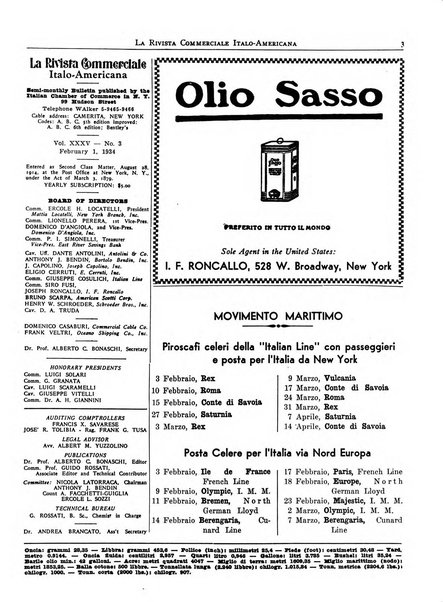 Rivista commerciale italo-americana bollettino settimanale della Camera di commercio italiana in New York