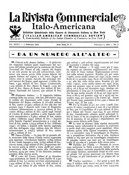 Rivista commerciale italo-americana bollettino settimanale della Camera di commercio italiana in New York