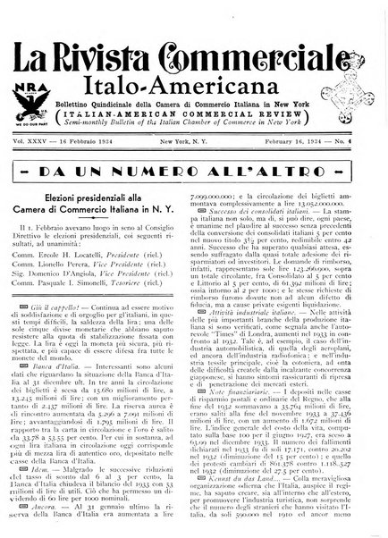 Rivista commerciale italo-americana bollettino settimanale della Camera di commercio italiana in New York