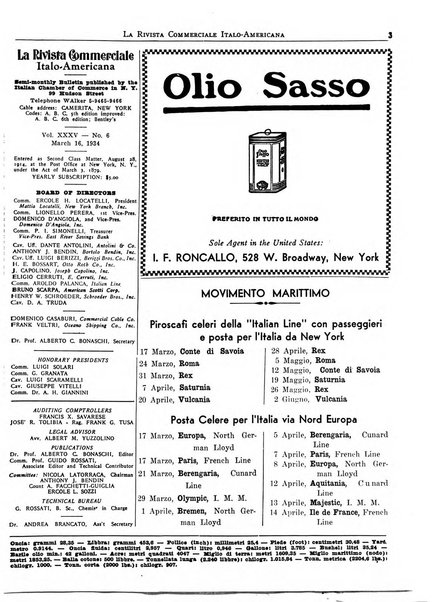 Rivista commerciale italo-americana bollettino settimanale della Camera di commercio italiana in New York