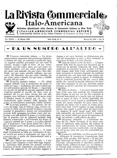 Rivista commerciale italo-americana bollettino settimanale della Camera di commercio italiana in New York