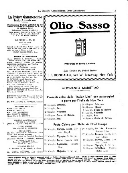 Rivista commerciale italo-americana bollettino settimanale della Camera di commercio italiana in New York