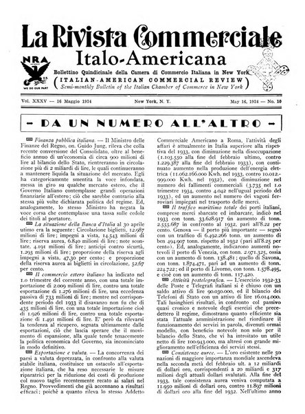 Rivista commerciale italo-americana bollettino settimanale della Camera di commercio italiana in New York