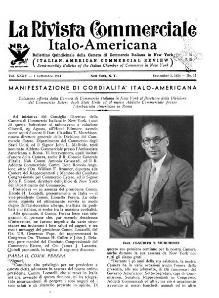 Rivista commerciale italo-americana bollettino settimanale della Camera di commercio italiana in New York