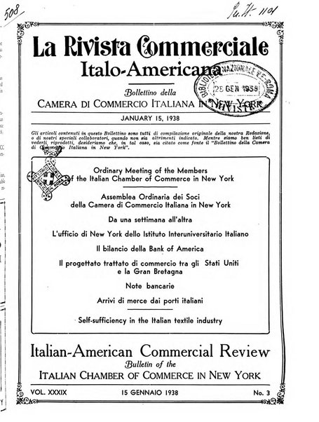 Rivista commerciale italo-americana bollettino settimanale della Camera di commercio italiana in New York