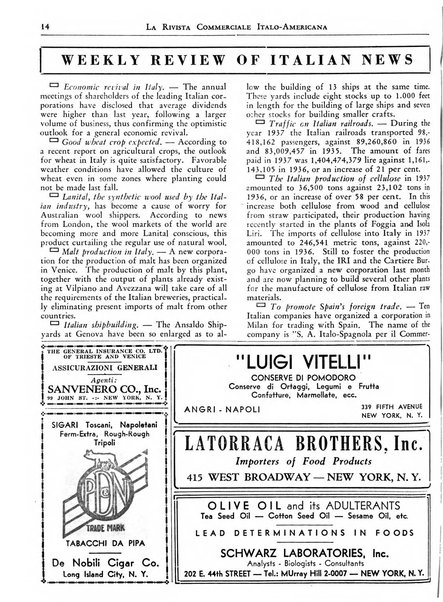 Rivista commerciale italo-americana bollettino settimanale della Camera di commercio italiana in New York