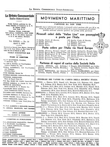 Rivista commerciale italo-americana bollettino settimanale della Camera di commercio italiana in New York