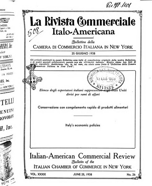 Rivista commerciale italo-americana bollettino settimanale della Camera di commercio italiana in New York