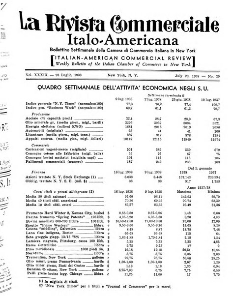 Rivista commerciale italo-americana bollettino settimanale della Camera di commercio italiana in New York