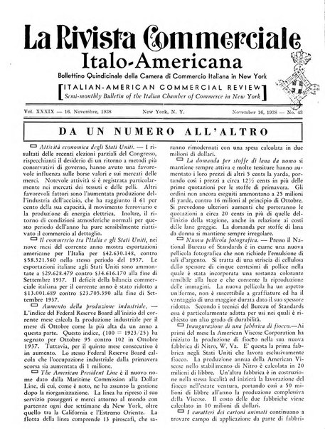 Rivista commerciale italo-americana bollettino settimanale della Camera di commercio italiana in New York