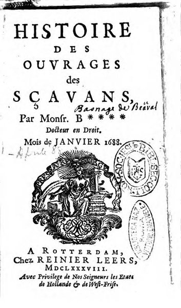 Histoire des ouvrages des sçavans