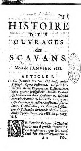 Histoire des ouvrages des sçavans