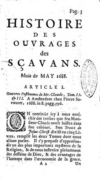 Histoire des ouvrages des sçavans