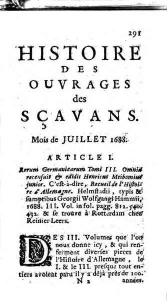 Histoire des ouvrages des sçavans