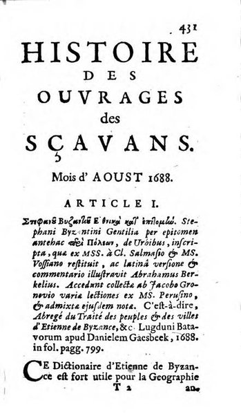 Histoire des ouvrages des sçavans