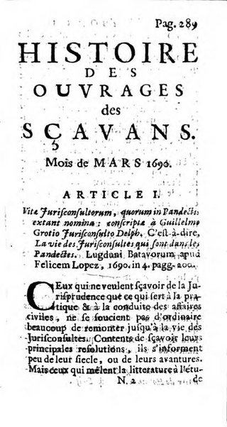 Histoire des ouvrages des sçavans