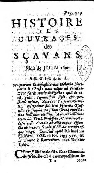 Histoire des ouvrages des sçavans