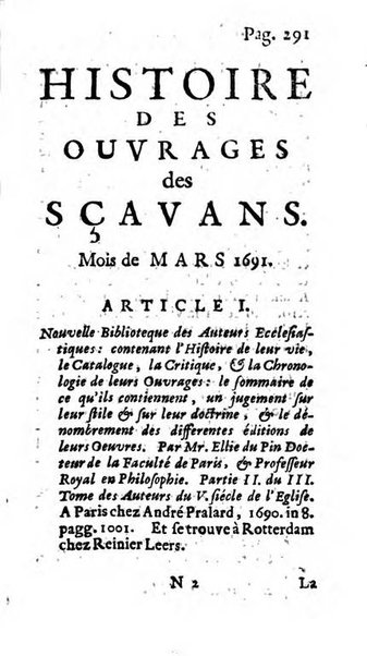 Histoire des ouvrages des sçavans