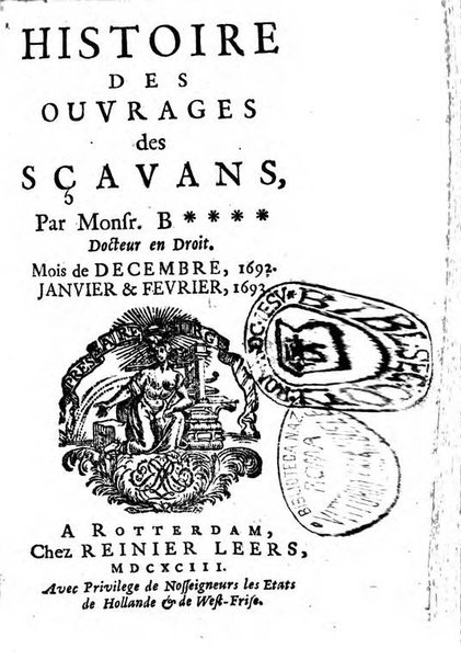 Histoire des ouvrages des sçavans