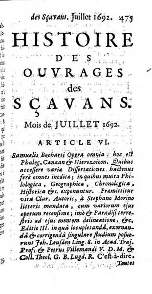 Histoire des ouvrages des sçavans