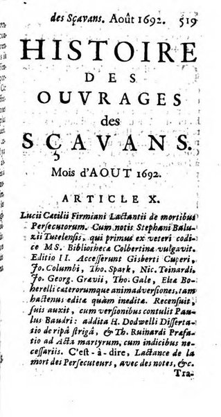 Histoire des ouvrages des sçavans