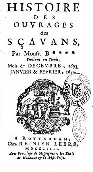 Histoire des ouvrages des sçavans