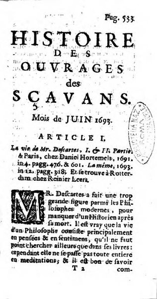 Histoire des ouvrages des sçavans