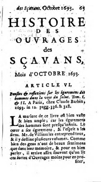 Histoire des ouvrages des sçavans