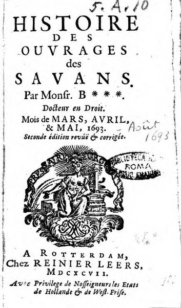 Histoire des ouvrages des sçavans