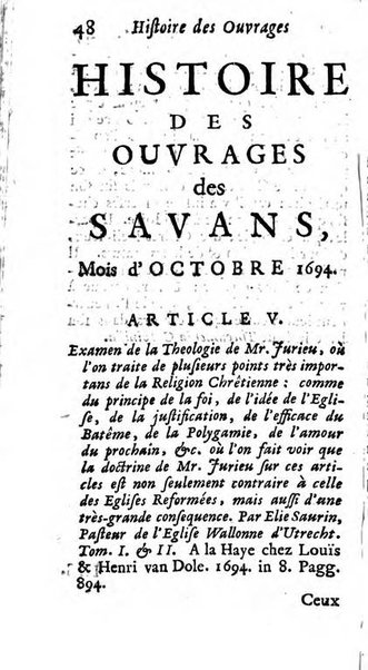 Histoire des ouvrages des sçavans