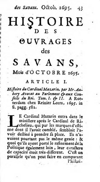 Histoire des ouvrages des sçavans